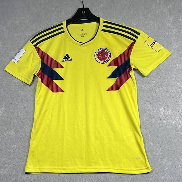 ADIDAS Federacion Colombiana Jersey Mens Small Yellow De Futbol Soccer Climalite - Picture 1 of 16
